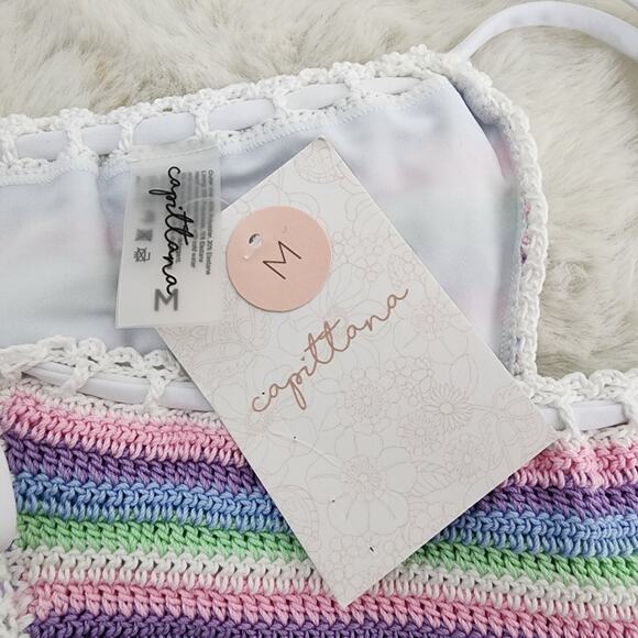 NWT Capittana Trinidad Crochet Rainbow Knit String Bikini Swim Bottom - Picture 4 of 10